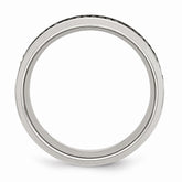 Sophia Jewelers Polished Stainless Steel Diamond Wedding Band Elegant 10mm Design